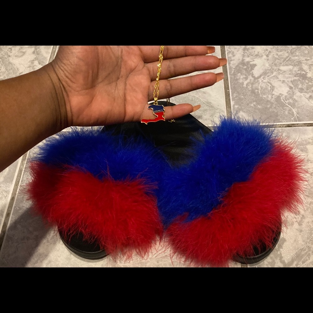 Haiti Flag Fur Slides